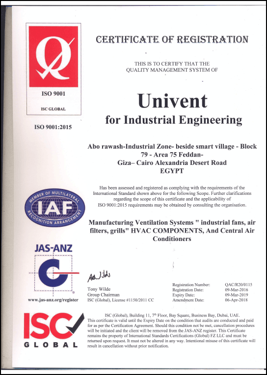 ISO 9001 -2018 Certificate